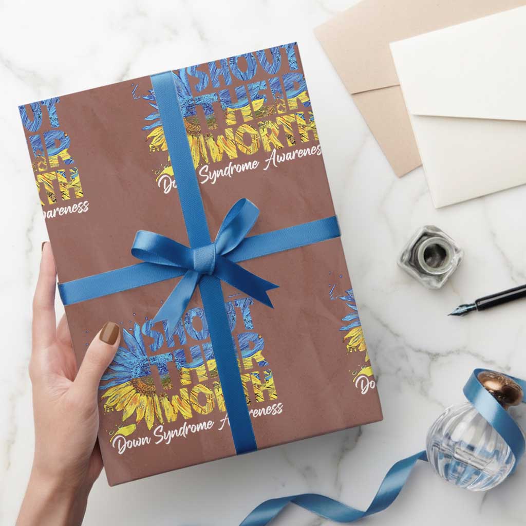 Down Syndrome Awareness Sunflower Wrapping Paper Roll Shout Their Worth TS10 Mocha Print Your Wear