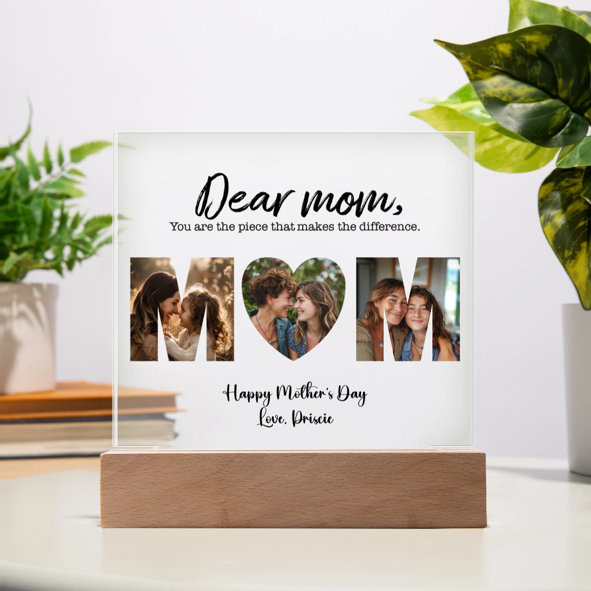Personalized Acrylic Led Plaque - Custom Photo with Mom, Mother's Day Gift CTM02 Acrylic Table Sign Custom - Printyourwear