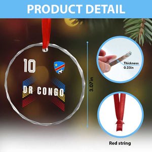 DR Congo Soccer Sports Graphic Number 10 Jersey Style Crystal Glass Ornament Proud Congolese Football Fans Game Day Pride
