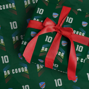 DR Congo Soccer Sports Graphic Number 10 Jersey Style Wrapping Paper Roll Proud Congolese Football Fans Game Day Pride