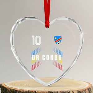 DR Congo Soccer Sports Graphic Number 10 Jersey Style Heart Crystal Glass Ornament Proud Congolese Football Fans Game Day Pride