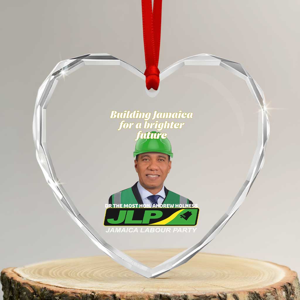 Dr Most Hon Andrew Holness JLP Supporter Heart Crystal Glass Ornament Building Jamaica for a Brighter Future Jamaica Labor Party Politics TS02 Transparent Glass 3'' Heart Print Your Wear
