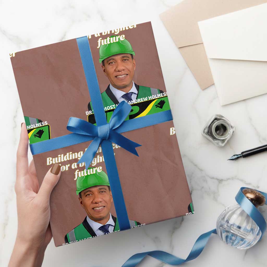 Dr Most Hon Andrew Holness JLP Supporter Wrapping Paper Roll Building Jamaica for a Brighter Future Jamaica Labor Party Politics TS02 Mocha Print Your Wear