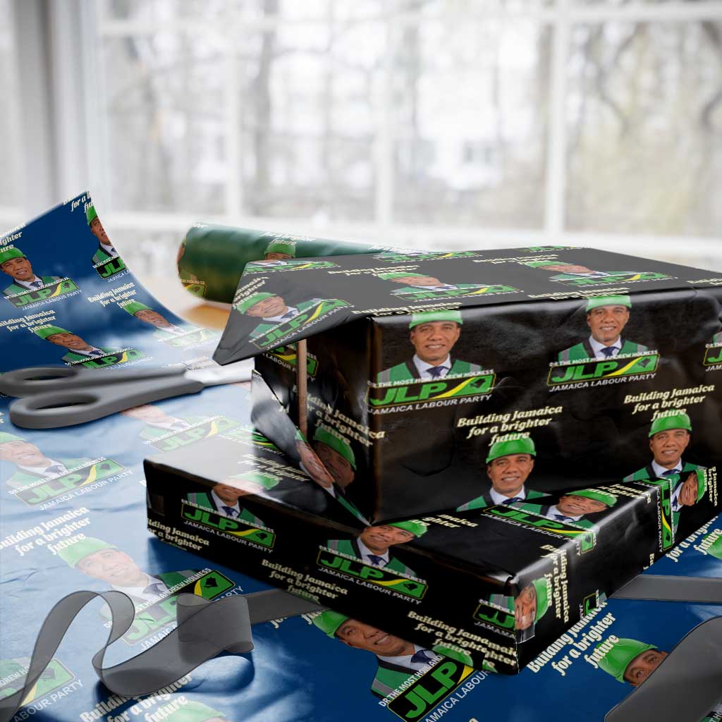 Dr Most Hon Andrew Holness JLP Supporter Wrapping Paper Roll Building Jamaica for a Brighter Future Jamaica Labor Party Politics TS02 Black Print Your Wear