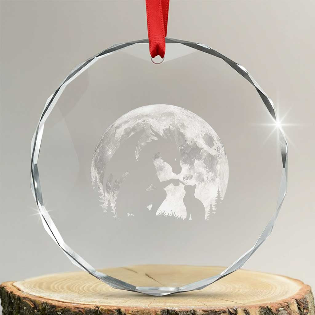 Dragon Boop Cat Full Moon Graphic Crystal Glass Ornament Cute Fantasy Animal RPG Gamers TS02 Transparent Glass 3'' Circle Print Your Wear