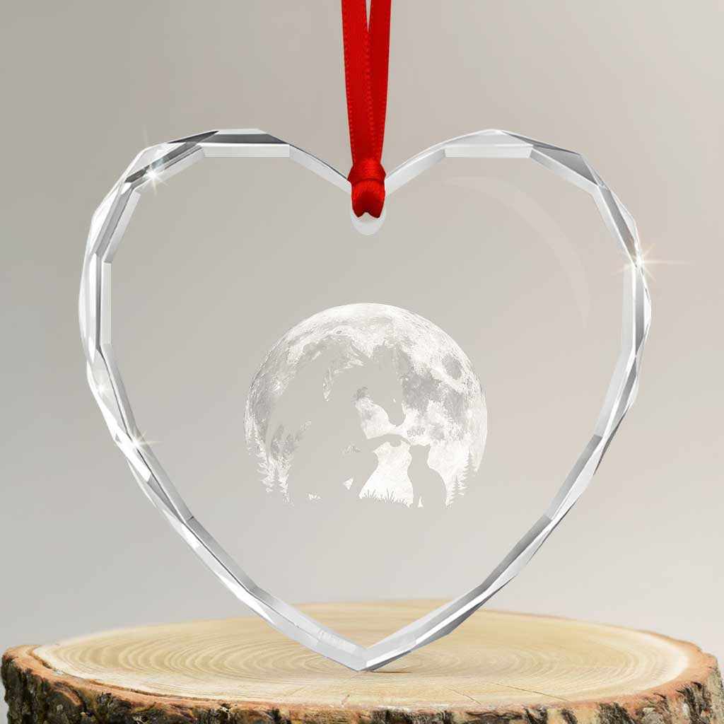 Dragon Boop Cat Full Moon Graphic Heart Crystal Glass Ornament Cute Fantasy Animal RPG Gamers TS02 Transparent Glass 3'' Heart Print Your Wear