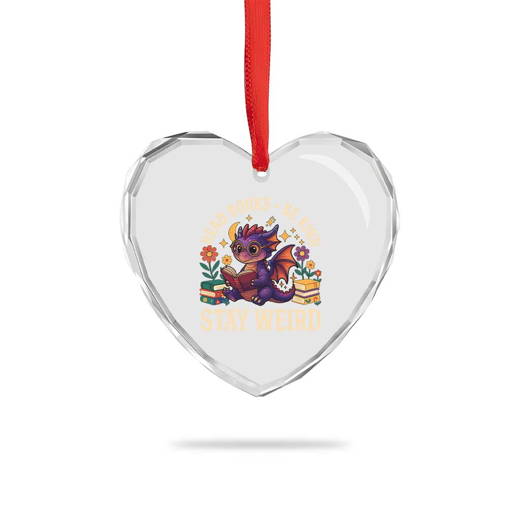 Dragon Read Book Heart Crystal Glass Ornament Funny Read Books Be Kind Stay Weird TS12 Print Your Wear
