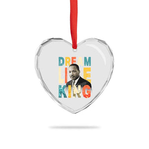 Dream Like King Inspirational MLK Graphic Heart Crystal Glass Ornament Civil Rights Legacy Tribute TS02 Print Your Wear