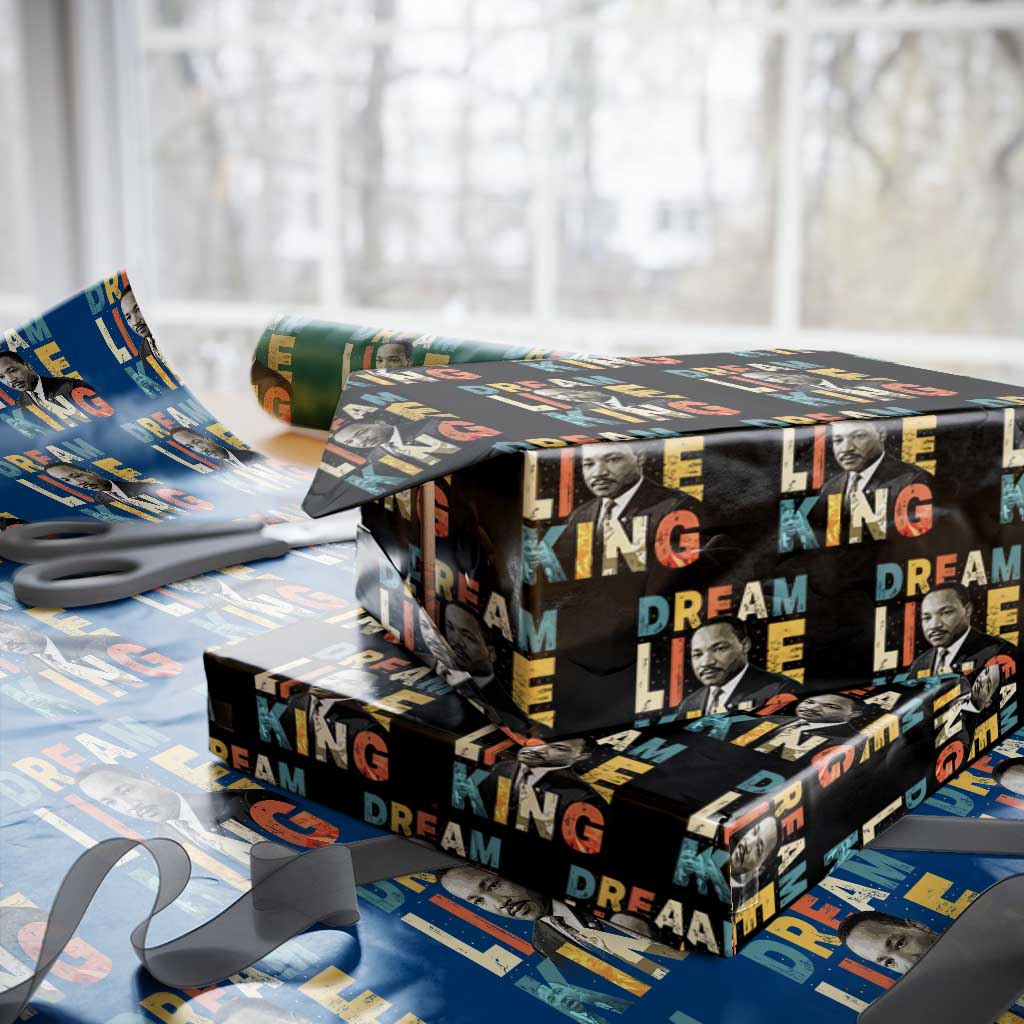 Dream Like King Inspirational MLK Graphic Wrapping Paper Roll Civil Rights Legacy Tribute TS02 Black Print Your Wear