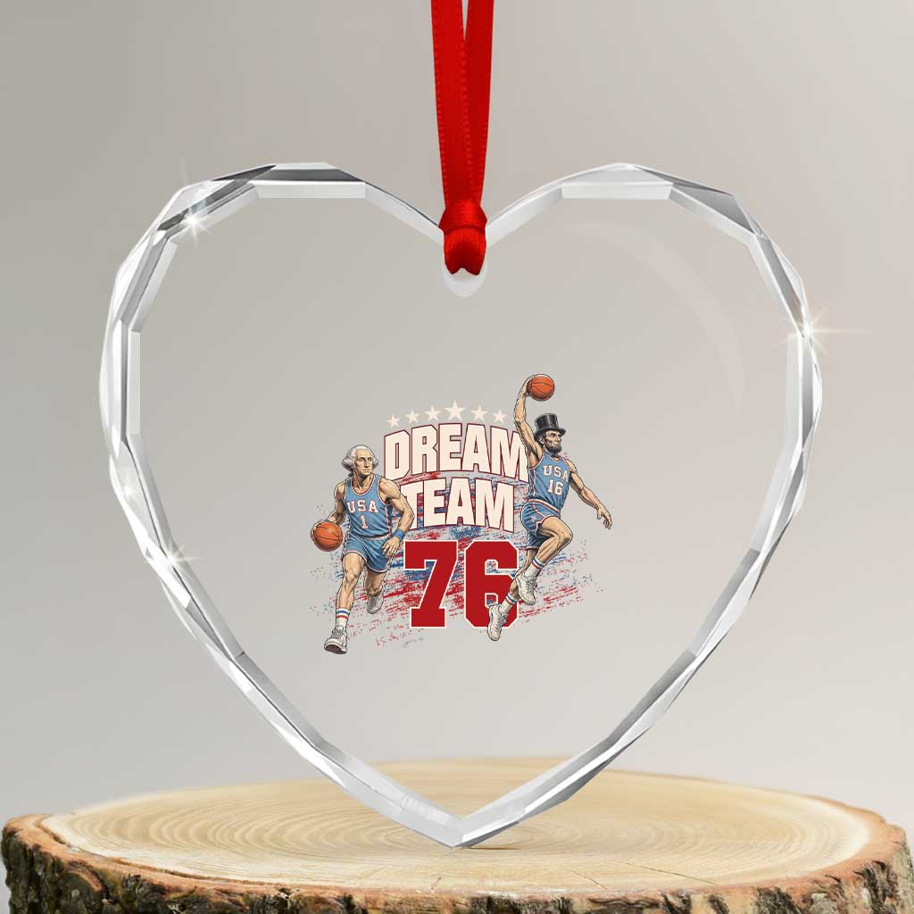 Dream Team 76 Founding Fathers Playing Basketball Heart Crystal Glass Ornament Funny George Washington Abraham Lincoln Patriotic Sports Fan TS02 Transparent Glass 3'' Heart Print Your Wear