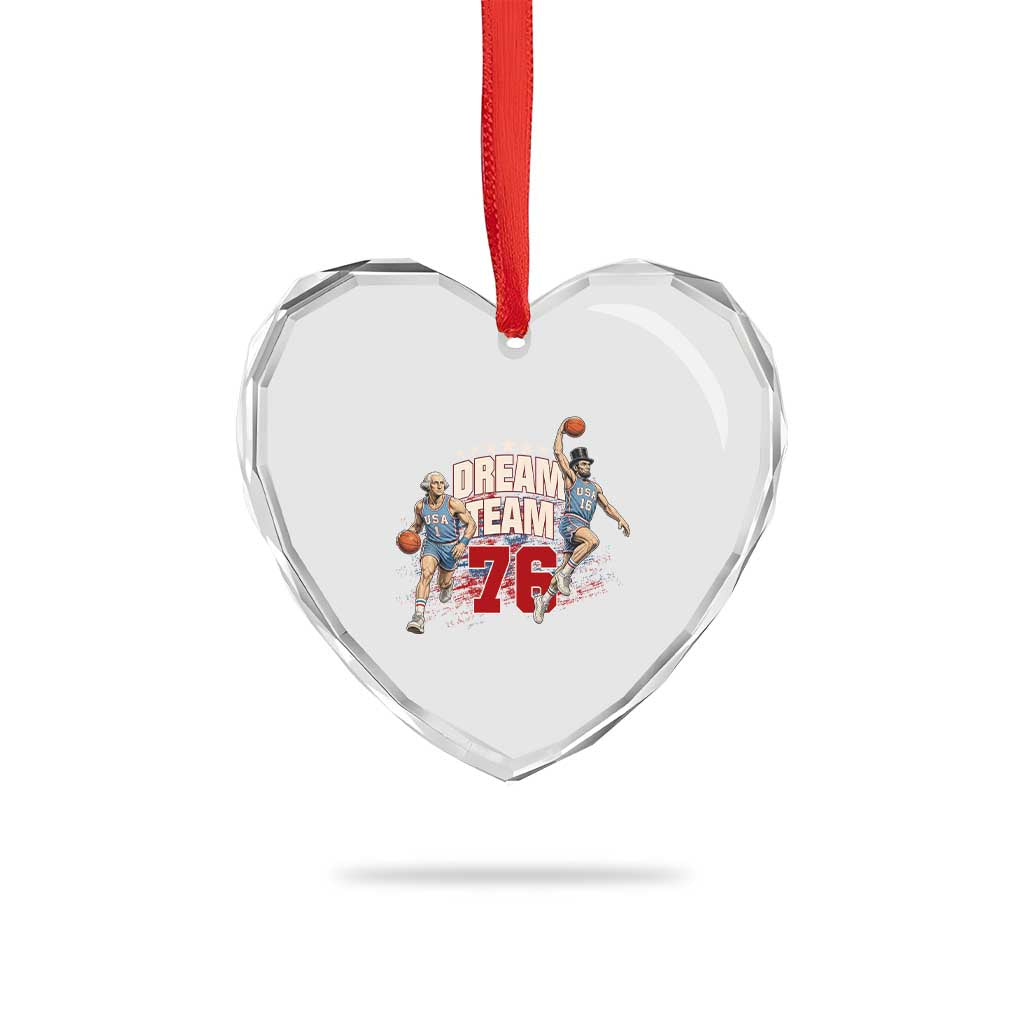 Dream Team 76 Founding Fathers Playing Basketball Heart Crystal Glass Ornament Funny George Washington Abraham Lincoln Patriotic Sports Fan TS02 Print Your Wear