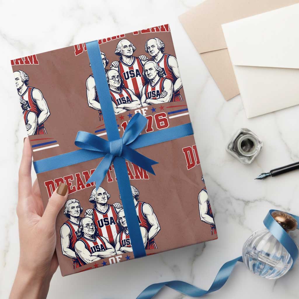 Dream Team of 1776 Funny Basketball 4th of July Founding Fathers Wrapping Paper Roll