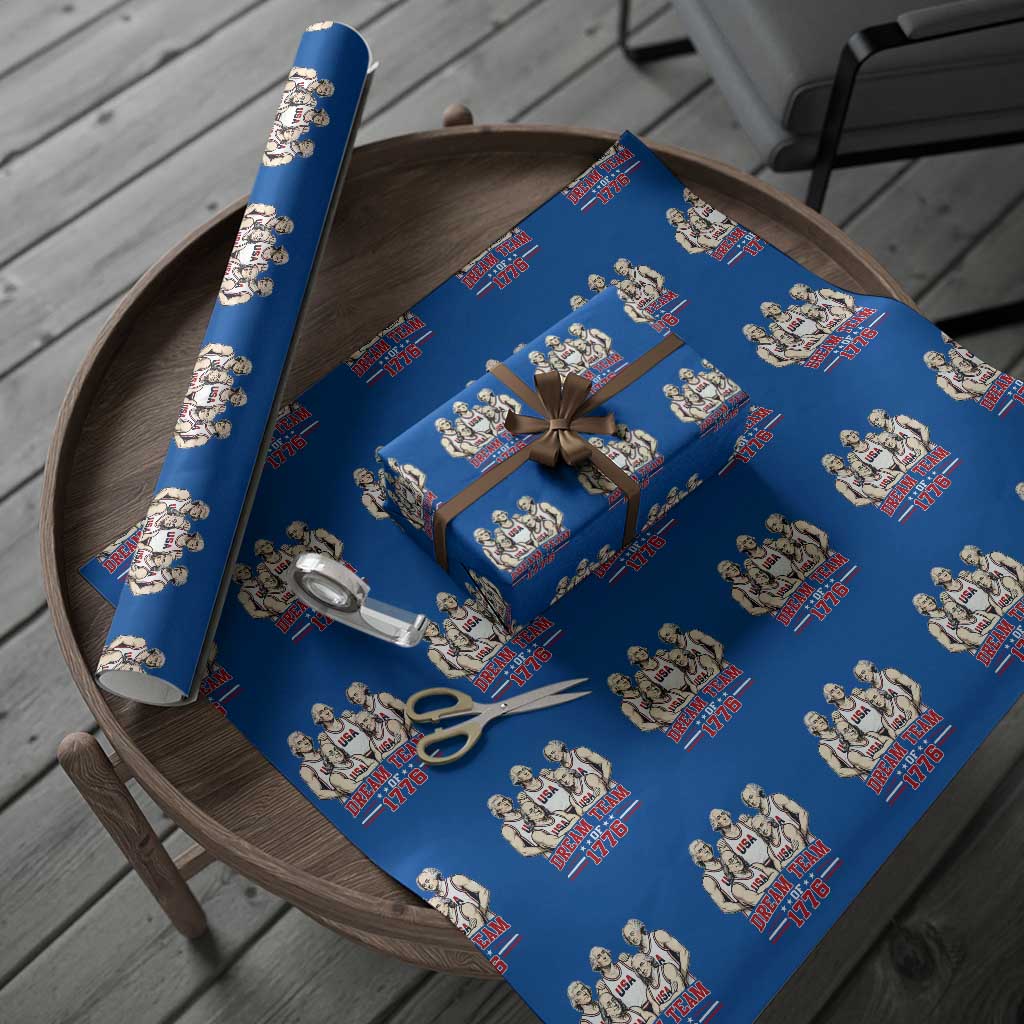 Dream Team of 1776 Funny Founding Fathers Basketball Players Wrapping Paper Roll Patriotic Sports Team Parody 4th of July 250th Anniversary