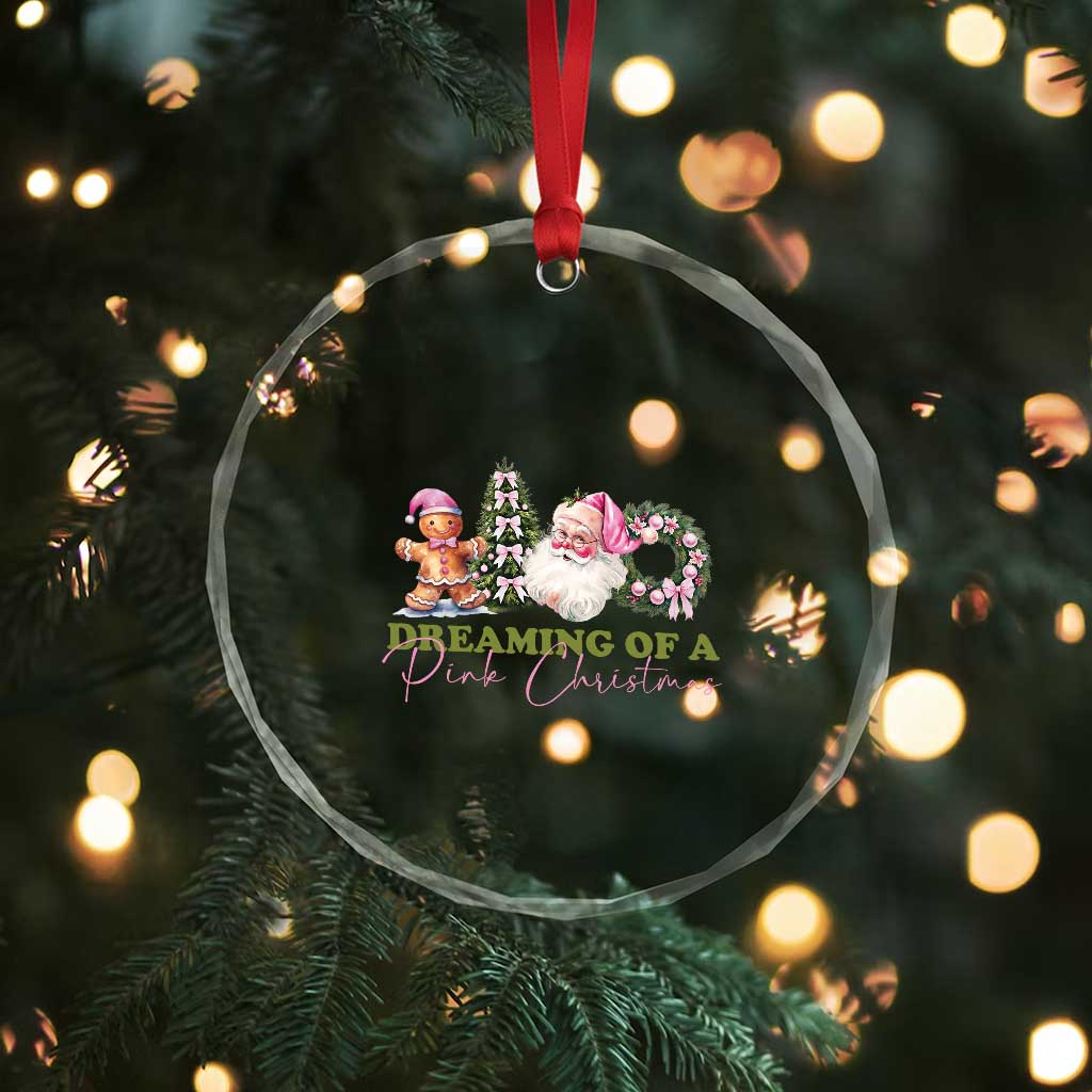 Dreaming Of A Pink Xmas Crystal Glass Ornament TS09 Print Your Wear