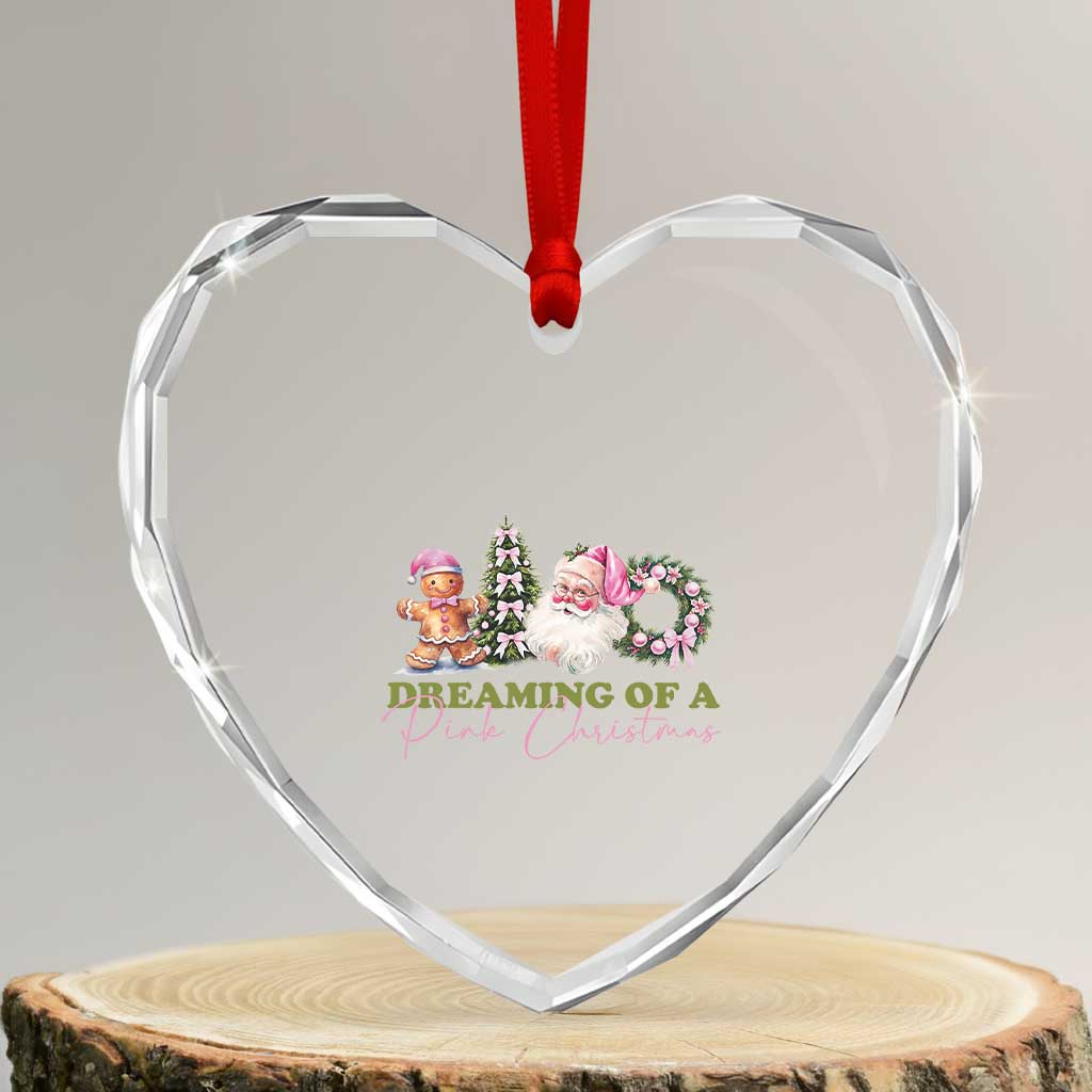 Dreaming Of A Pink Xmas Heart Crystal Glass Ornament TS09 Transparent Glass 3'' Heart Print Your Wear