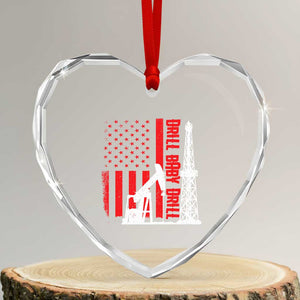 Drill Baby Drill American Flag Heart Crystal Glass Ornament Distressed Oil Rig Oildfield Energy Industry TS02 Transparent Glass 3'' Heart Print Your Wear