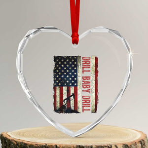 Drill Baby Drill American Flag Heart Crystal Glass Ornament Oil Rig Oildfield Energy Industry Patriot TS02 Transparent Glass 3'' Heart Print Your Wear