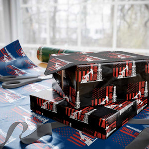 Drill Baby Drill American Flag Wrapping Paper Roll Distressed Oil Rig Oildfield Energy Industry TS02 Black Print Your Wear