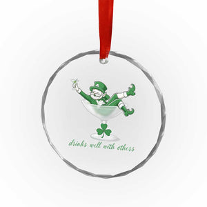 Drink Well With Others Crystal Glass Ornament Funny Leprechaun Drinking Green Beer Shamrock TS14 Print Your Wear