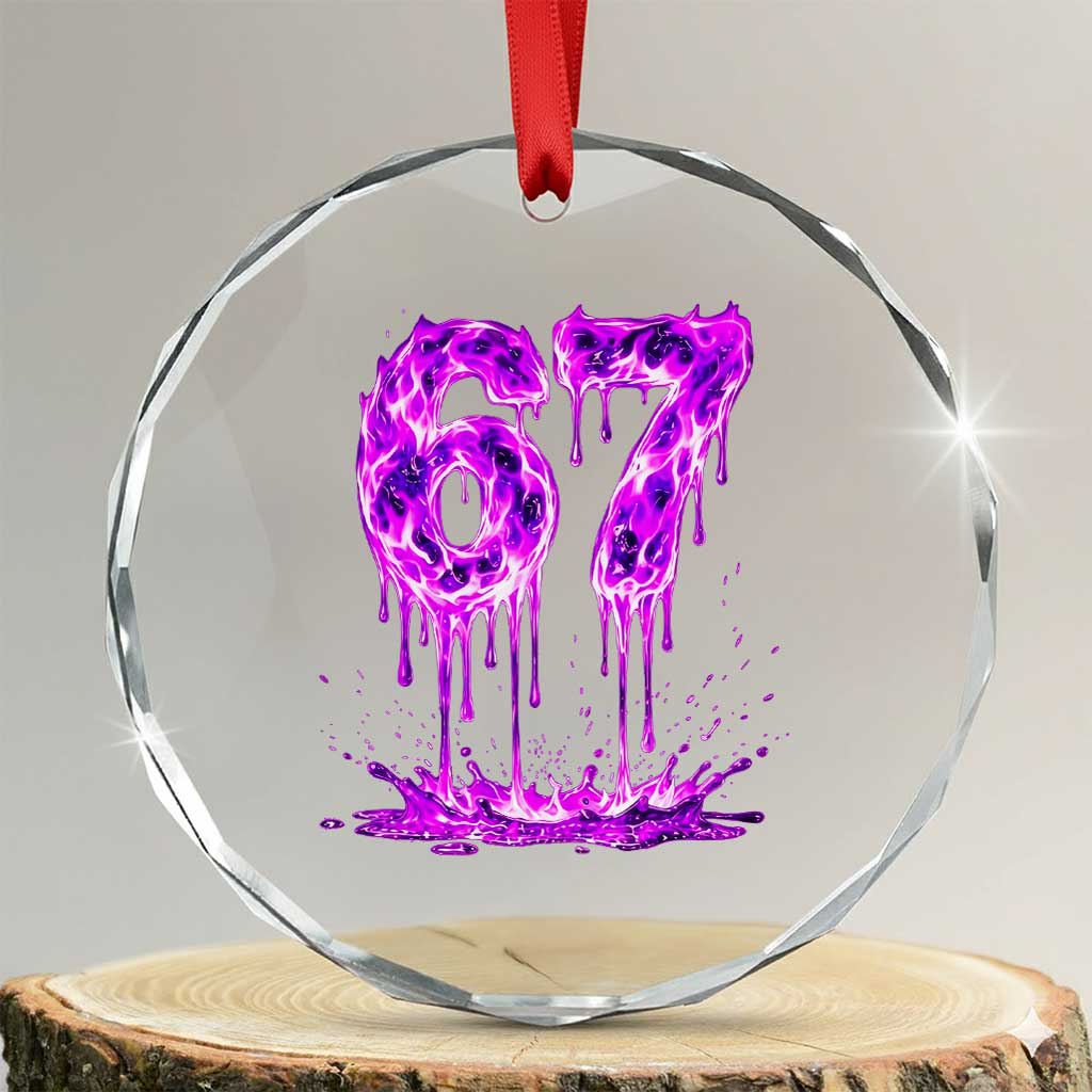 Drip Fire Flame Six Seven Crystal Glass Ornament Trendy Meme Gift TS12 Transparent Glass 3'' Circle Print Your Wear