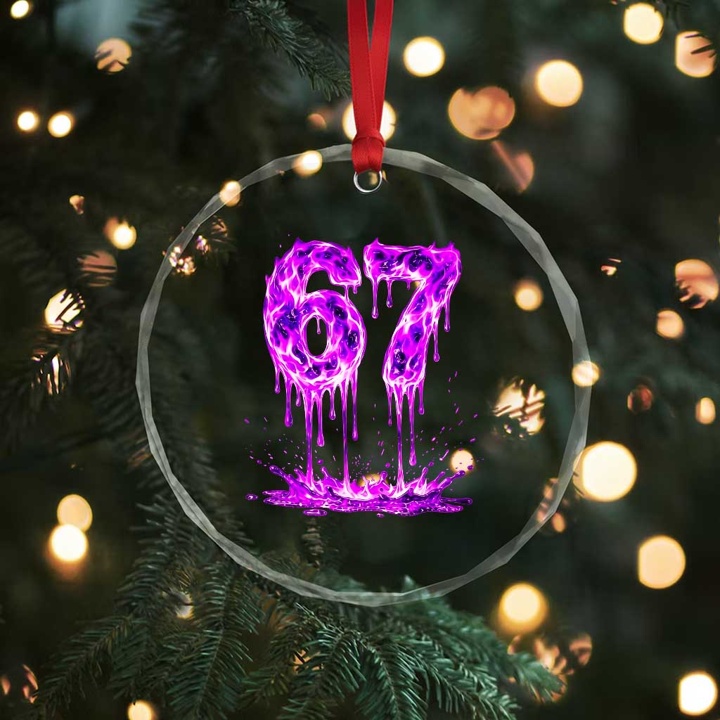 Drip Fire Flame Six Seven Crystal Glass Ornament Trendy Meme Gift TS12 Print Your Wear