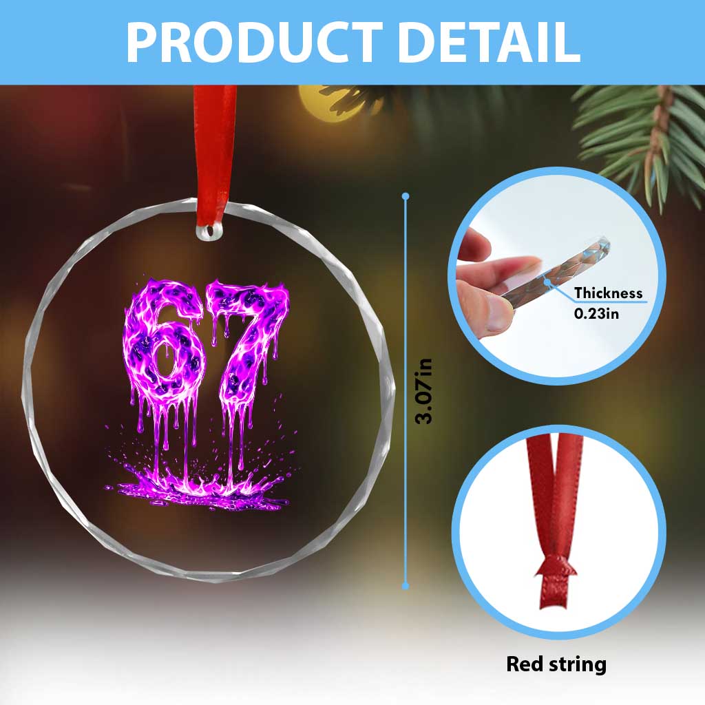 Drip Fire Flame Six Seven Crystal Glass Ornament Trendy Meme Gift TS12 Print Your Wear