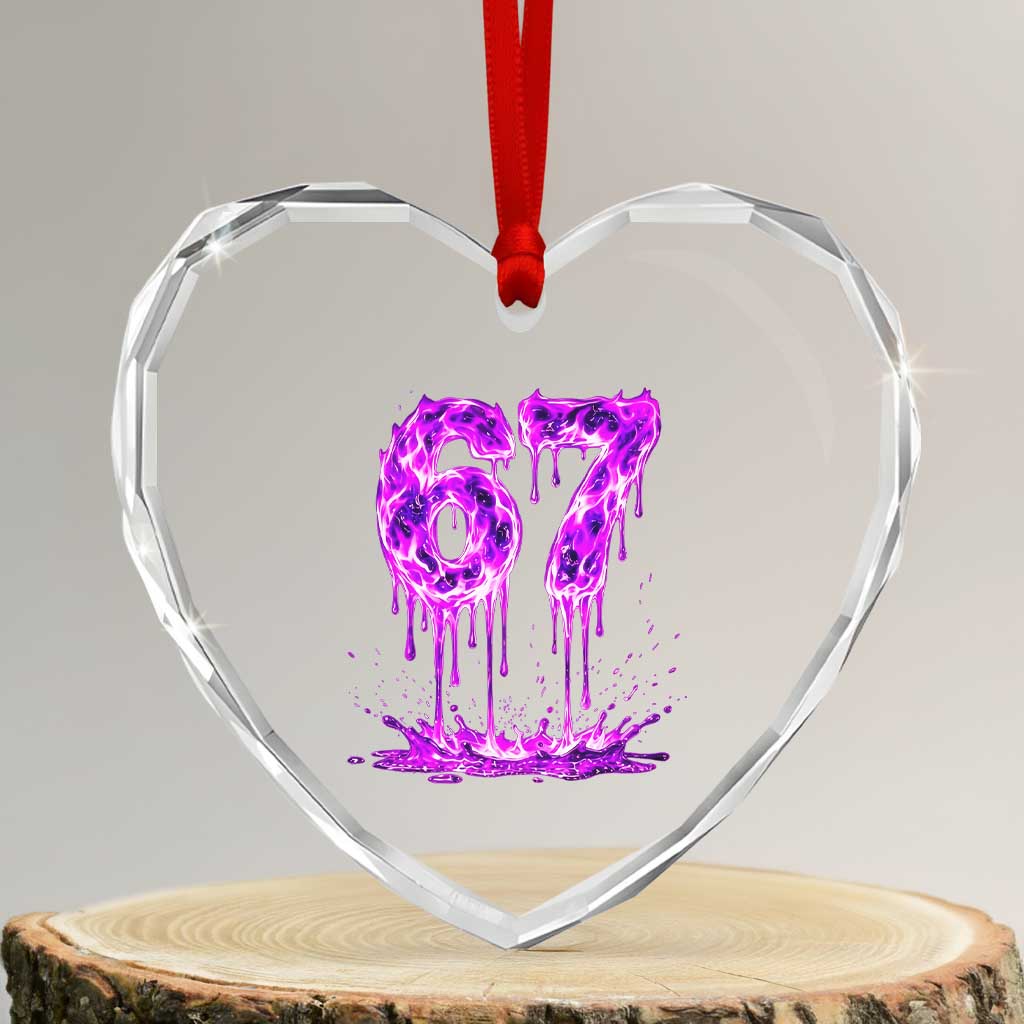 Drip Fire Flame Six Seven Heart Crystal Glass Ornament Trendy Meme Gift TS12 Transparent Glass 3'' Heart Print Your Wear
