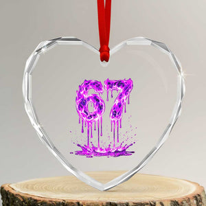 Drip Fire Flame Six Seven Heart Crystal Glass Ornament Trendy Meme Gift TS12 Transparent Glass 3'' Heart Print Your Wear