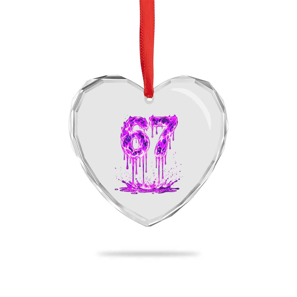 Drip Fire Flame Six Seven Heart Crystal Glass Ornament Trendy Meme Gift TS12 Print Your Wear