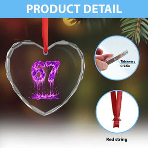 Drip Fire Flame Six Seven Heart Crystal Glass Ornament Trendy Meme Gift TS12 Print Your Wear