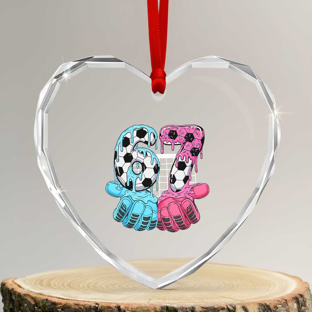 Drip Soccer Six Seven Meme Heart Crystal Glass Ornament Funny Gen Alpha Slang TS12 Transparent Glass 3'' Heart Print Your Wear