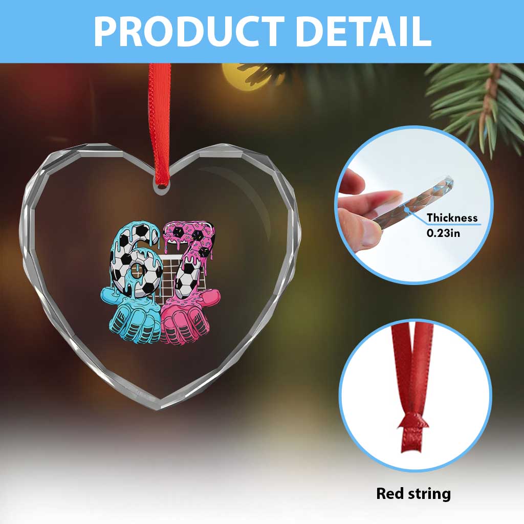 Drip Soccer Six Seven Meme Heart Crystal Glass Ornament Funny Gen Alpha Slang TS12 Print Your Wear