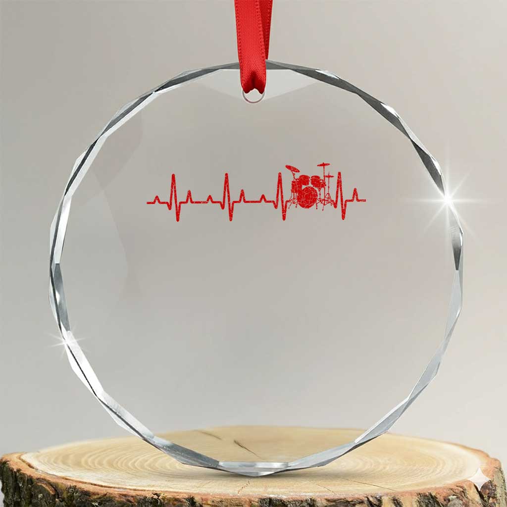 Drums Heartbeat Crystal Glass Ornament Drummer Percussionist TS10 Transparent Glass 3'' Circle Print Your Wear