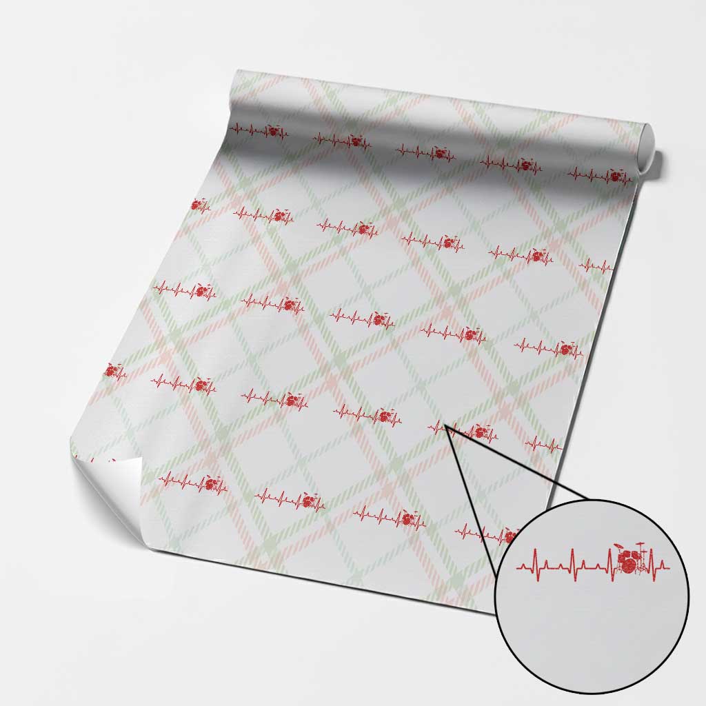 Drums Heartbeat Wrapping Paper Roll Drummer Percussionist TS10 Christmas Plaid Print Your Wear