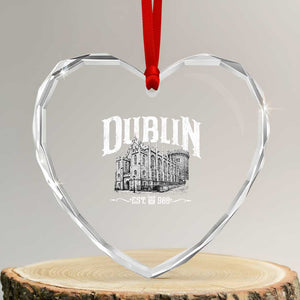Dublin Castle Ireland Est 988 Travel Souvenir Heart Crystal Glass Ornament TS11 Transparent Glass 3'' Heart Print Your Wear