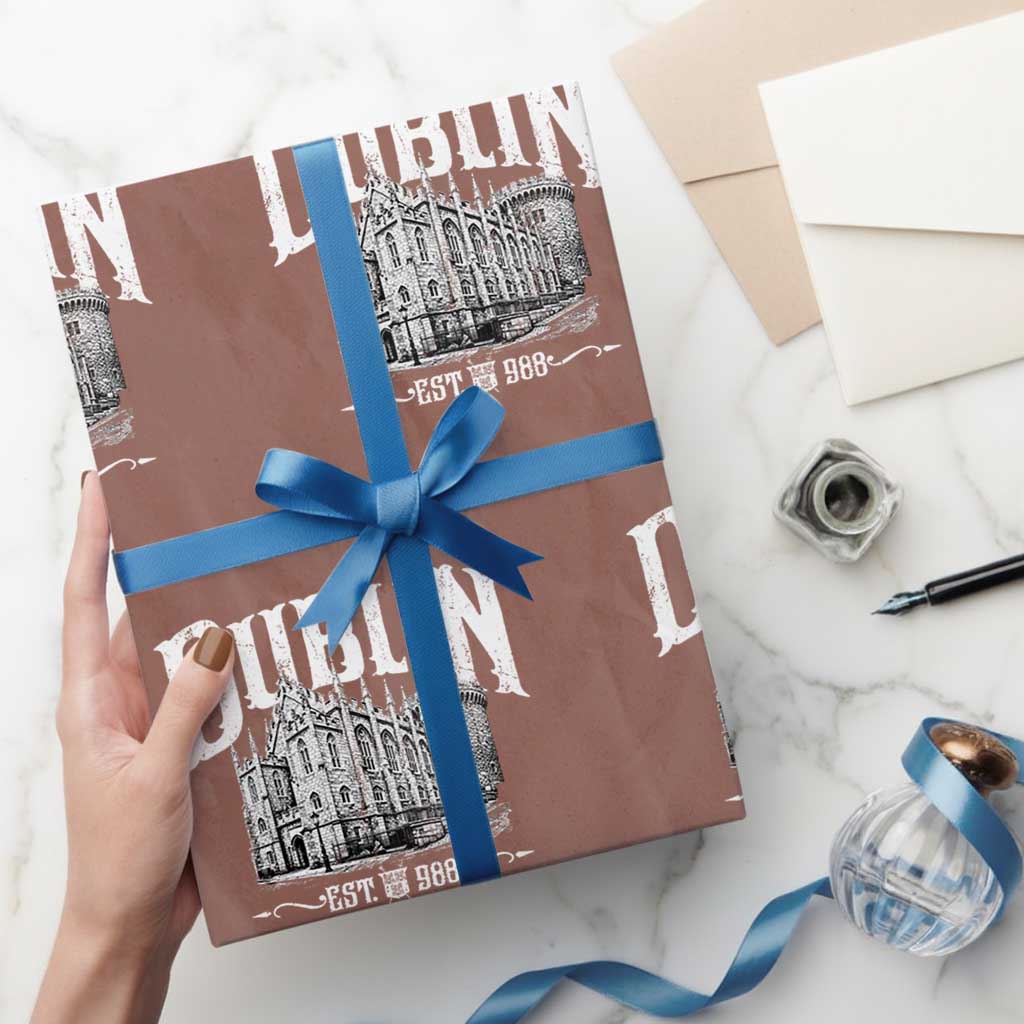 Dublin Castle Ireland Est 988 Travel Souvenir Wrapping Paper Roll TS11 Mocha Print Your Wear