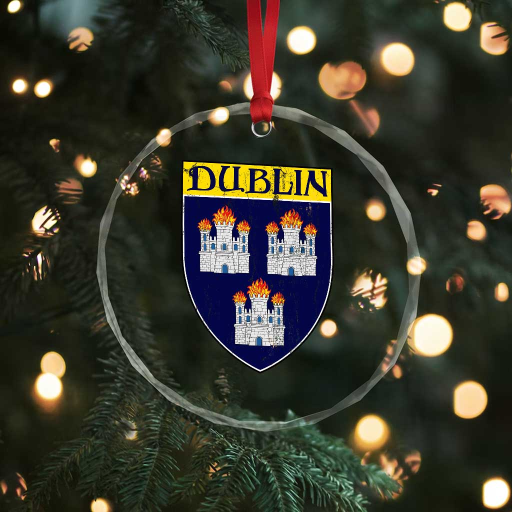 Dublin Ireland Crystal Glass Ornament The Coat of Arms of Dublin Three Burning Castles TS11 Print Your Wear