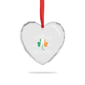 Dublin Ireland Est 988 Heart Crystal Glass Ornament St Patricks Day Shamrock Leaf TS11 Print Your Wear