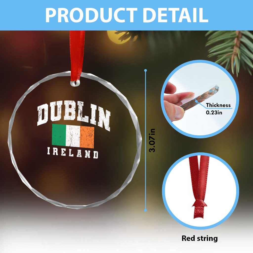 Dublin Ireland Flag Irish Retro Throwback Sports Design Crystal Glass Ornament TS11 Print Your Wear
