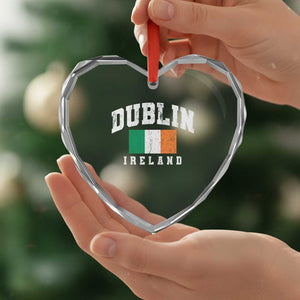 Dublin Ireland Flag Irish Retro Throwback Sports Design Heart Crystal Glass Ornament TS11 Print Your Wear