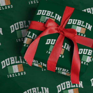 Dublin Ireland Flag Irish Retro Throwback Sports Design Wrapping Paper Roll TS11 Green Print Your Wear