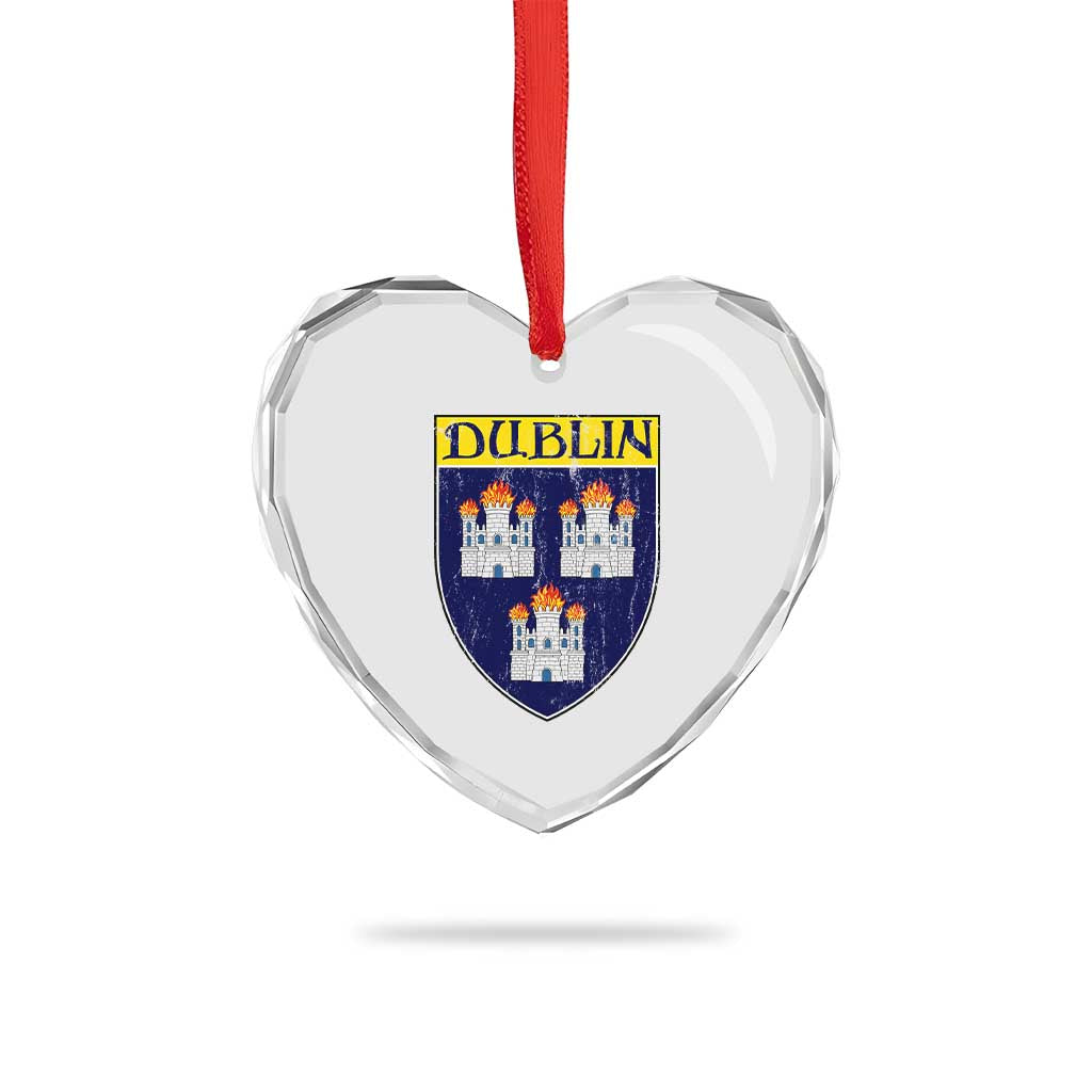 Dublin Ireland Heart Crystal Glass Ornament The Coat of Arms of Dublin Three Burning Castles TS11 Print Your Wear