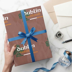 Dublin Ireland Wrapping Paper Roll Irish City Souvenir St Patricks Day Celtic Shamrock TS11 Mocha Print Your Wear