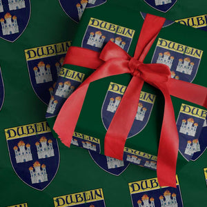 Dublin Ireland Wrapping Paper Roll The Coat of Arms of Dublin Three Burning Castles TS11 Green Print Your Wear