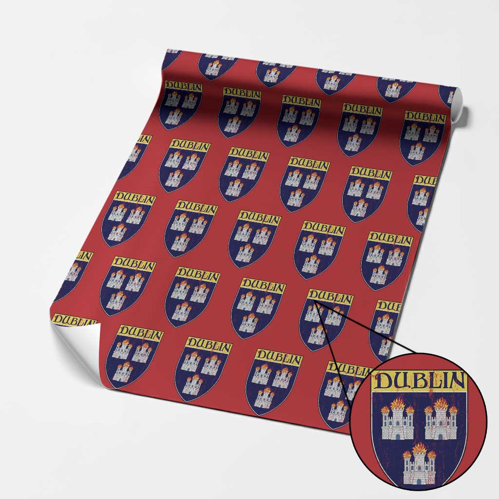 Dublin Ireland Wrapping Paper Roll The Coat of Arms of Dublin Three Burning Castles TS11 Red Print Your Wear