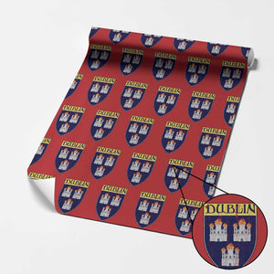Dublin Ireland Wrapping Paper Roll The Coat of Arms of Dublin Three Burning Castles TS11 Red Print Your Wear