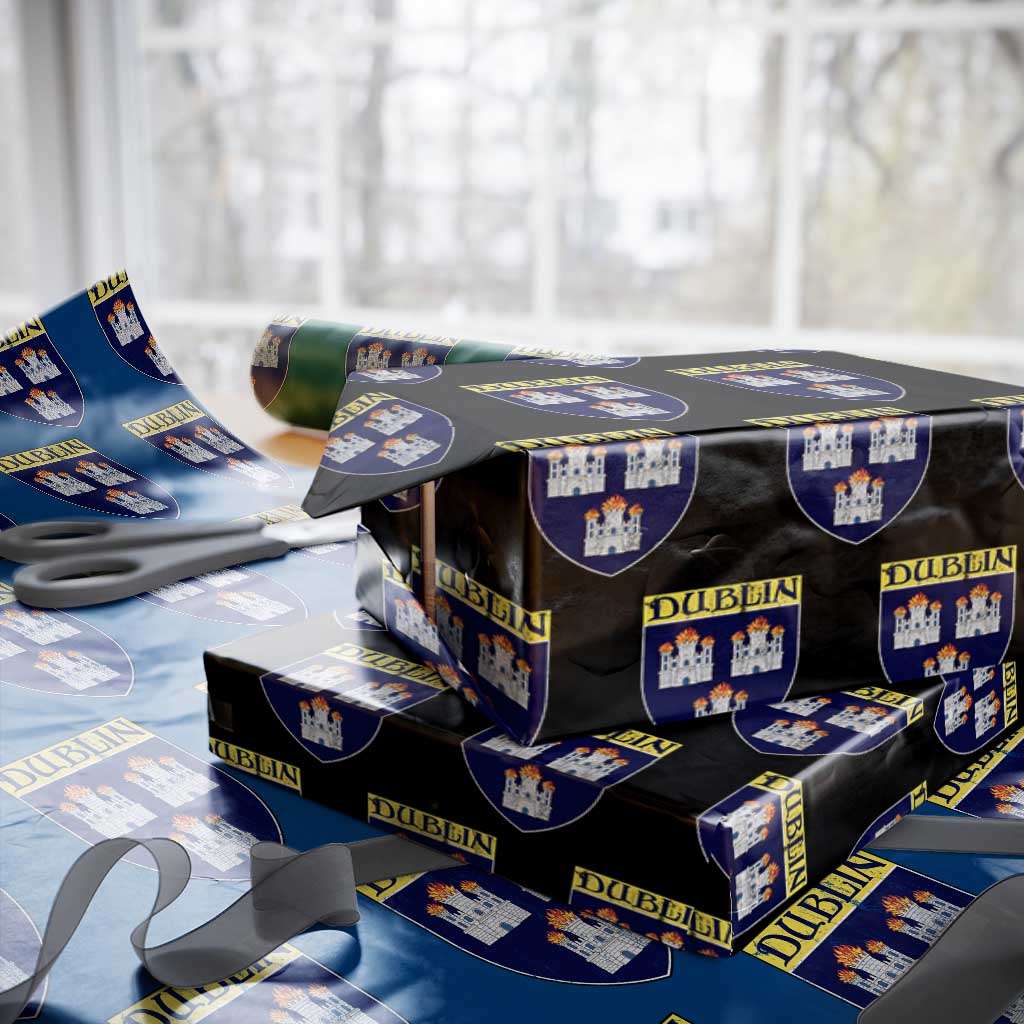Dublin Ireland Wrapping Paper Roll The Coat of Arms of Dublin Three Burning Castles TS11 Black Print Your Wear