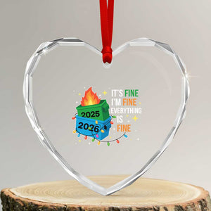 Dumpster Fire Christmas Heart Crystal Glass Ornament Funny It's Fine I'm Fine Everything Is Fine TS11 Transparent Glass 3'' Heart Print Your Wear