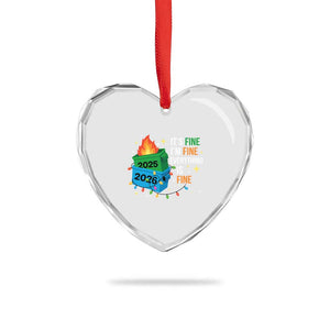Dumpster Fire Christmas Heart Crystal Glass Ornament Funny It's Fine I'm Fine Everything Is Fine TS11 Print Your Wear