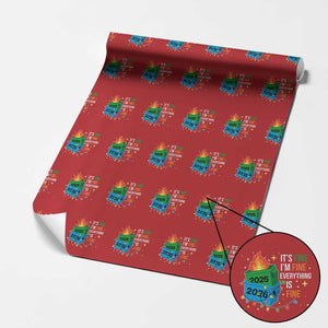 Dumpster Fire Christmas Wrapping Paper Roll Funny It's Fine I'm Fine Everything Is Fine TS11 Red Print Your Wear